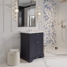 Hudson Reed Old London Floor Standing Vanity Unit with 3TH Basin 600mm Wide - Twilight Blue