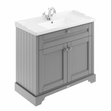Hudson Reed Old London Floor Standing Vanity Unit with 1TH Basin 1000mm Wide - Storm Grey