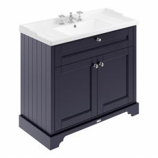 Hudson Reed Old London Floor Standing Vanity Unit with 3TH Basin 1000mm Wide - Twilight Blue