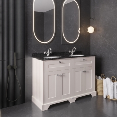 Hudson Reed Old London Twin Marble Top 1200mm Floor Standing Vanity Unit