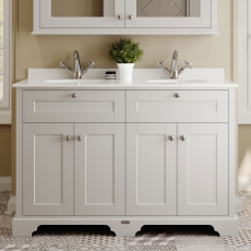 Hudson Reed Old London Twin Marble Top 1200mm Floor Standing Vanity Unit