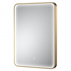 Hudson Reed Pictor Brushed Brass Framed Bathroom Mirror with Touch Sensor 700mm H x 500mm W