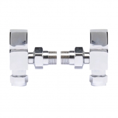 Hudson Reed Pure Square Angled Radiator Valves Pair - Chrome