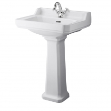 Hudson Reed Richmond Basin with Full Pedestal 595mm Wide - 1 Tap Hole