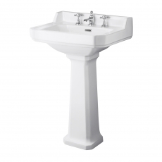 Hudson Reed Richmond Basin with Full Pedestal 600mm Wide - 3 Tap Hole