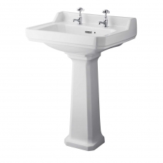 Hudson Reed Richmond Basin and Comfort Height Full Pedestal 600mm Wide - 2 Tap Hole