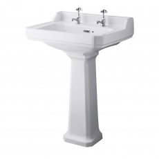 Hudson Reed Richmond Basin and Comfort Height Full Pedestal 500mm Wide - 2 Tap Hole