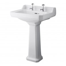 Hudson Reed Richmond Basin and Comfort Height Full Pedestal 500mm Wide - 2 Tap Hole