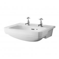 Hudson Reed Richmond Semi Recessed Basin 560mm Wide - 2 Tap Hole