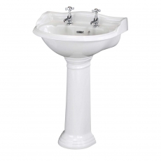 Hudson Reed Ryther Basin and Full Pedestal 600mm Wide - 2 Tap Hole