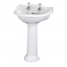 Hudson Reed Ryther Cloakroom Basin and Full Pedestal 500mm Wide - 2 Tap Hole