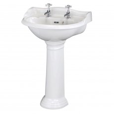Hudson Reed Ryther Cloakroom Basin and Full Pedestal 500mm Wide - 2 Tap Hole