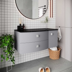 Hudson Reed Sarenna LH Wall Hung Vanity Unit with Black Marble Top 1000mm Wide - Dove Grey