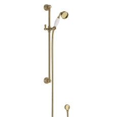 Hudson Reed Traditional Slider Shower Rail Kit with Traditional Handset - Brushed Brass