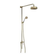 Hudson Reed Shower Riser Kit with Diverter with Fixed Shower Head and Handset - Brushed Brass