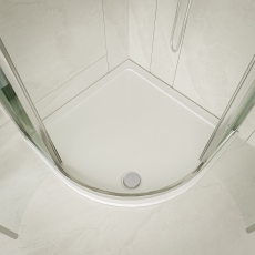 Pearlstone Slip-Resistant White 40mm Quadrant Shower Tray