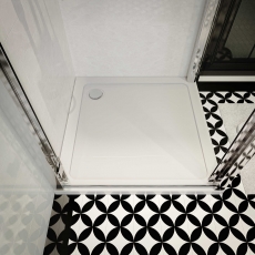 Pearlstone Slip-Resistant White 40mm Square Shower Tray