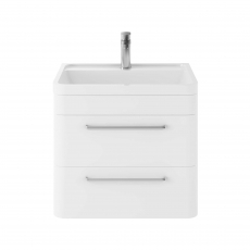 Hudson Reed Solar Wall Hung Vanity Unit with Polymarble Basin 600mm Wide - Pure White