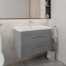 Hudson Reed Solar Wall Hung Vanity Unit with Ceramic Basin 800mm Wide - Cool Grey