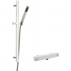 Hudson Reed Square Thermostatic Bar Shower Valve with Sheer Slider Rail Kit - Chrome