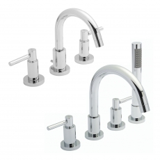 Hudson Reed Tec Lever Basin Mixer Tap and Shower Mixer Tap with Shower Kit - Chrome