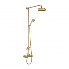 Hudson Reed Topaz Thermostatic Bar Shower Mixer with Shower Kit and Fixed Head - Brushed Brass