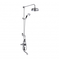 Hudson Reed Topaz Triple Exposed Mixer Shower with Shower Kit - Fixed Head & Spout - Black/Chrome