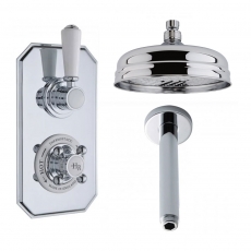 Hudson Reed Topaz Concealed Shower Valve with Fixed Shower Head and Ceiling Mounted Arm - Chrome