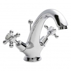 Hudson Reed Topaz Dome Mono Basin Mixer Tap Dual Handle with Pop Up Waste - Chrome