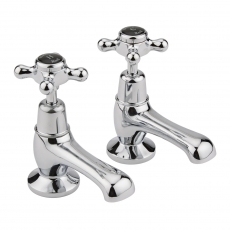 Hudson Reed Topaz Black Crosshead Basin Taps Dome Collar