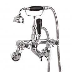 Hudson Reed Topaz Hexagonal Crosshead Bath Shower Mixer Tap Wall Mounted - Black Indices