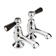 Hudson Reed Topaz Black Lever Basin Taps Dome Collar