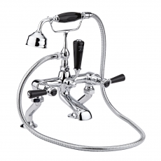 Hudson Reed Topaz Black Lever Bath Shower Mixer Tap with Shower Kit Dome Collar