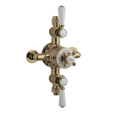 Hudson Reed Topaz Exposed Triple Handle Shower Valve - Brushed Brass
