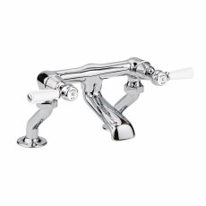 Hudson Reed White Topaz Pillar Mounted Lever Bath Filler Tap - Chrome