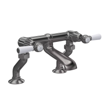 Hudson Reed White Topaz Pillar Mounted Lever Bath Filler Tap - Brushed Pewter