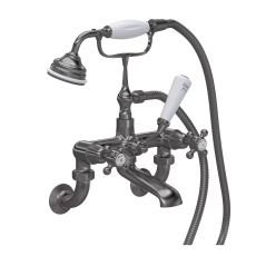 Hudson Reed Topaz Dome Wall Mounted Bath Shower Mixer Tap - Brushed Pewter