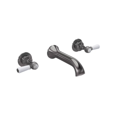 Hudson Reed Topaz 3 Hole Dual Lever Wall Mounted Bath Filler Tap - Brushed Pewter