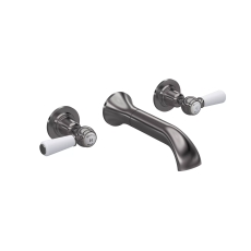 Hudson Reed White Topaz Wall Mounted Lever 3-Hole Basin Mixer Tap - Brushed Pewter