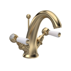 Hudson Reed Topaz Lever Mono Basin Mixer Tap with Pop Up Waste - Brushed Brass