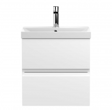 Hudson Reed Urban Wall Hung 2-Drawer Vanity Unit with Basin 3 Satin White - 500mm Wide