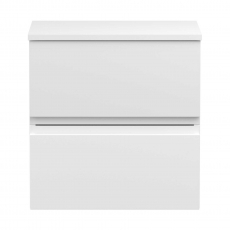 Hudson Reed Urban Wall Hung 2-Drawer Vanity Unit with Worktop 500mm Wide - Satin White