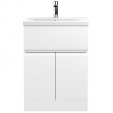 Hudson Reed Urban Floor Standing Vanity Unit with Basin 1 Satin White - 600mm Wide