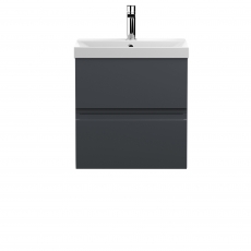 Hudson Reed Urban Wall Hung 2-Drawer Vanity Unit with Basin 3 Satin Anthracite - 500mm Wide