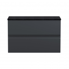 Hudson Reed Urban Wall Hung 2-Drawer Vanity Unit with Sparkling Black Worktop 800mm Wide - Satin Anthracite