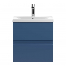 Hudson Reed Urban Wall Hung 2-Drawer Vanity Unit with Basin 1 Satin Blue - 500mm Wide