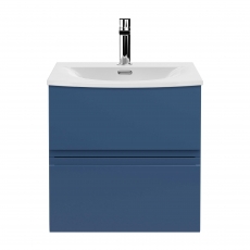 Hudson Reed Urban Wall Hung 2-Drawer Vanity Unit with Basin 4 Satin Blue - 500mm Wide