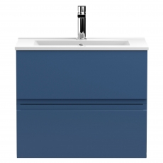 Hudson Reed Urban Wall Hung 2-Drawer Vanity Unit with Basin 2 Satin Blue - 600mm Wide