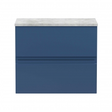 Hudson Reed Urban Wall Hung 2-Drawer Vanity Unit with Bellato Grey Worktop 600mm Wide - Satin Blue