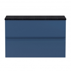 Hudson Reed Urban Wall Hung 2-Drawer Vanity Unit with Sparkling Black Worktop 800mm Wide - Satin Blue